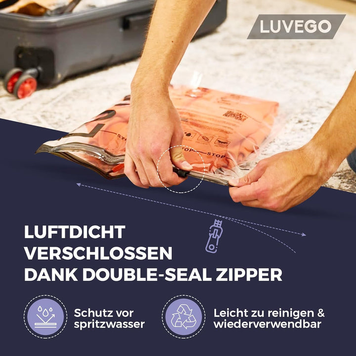 Luvego Vakuumbeutel für Reise - 8 Stück - Travel Vakuumbeutel für Kleidung zum Rollen - 3x 70x50cm,