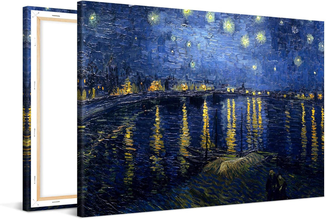 PICANOVA – Vincent Van Gogh Starry Night Over The Rhone 60x40 cm – Bild auf Leinwand – Leinwandbild