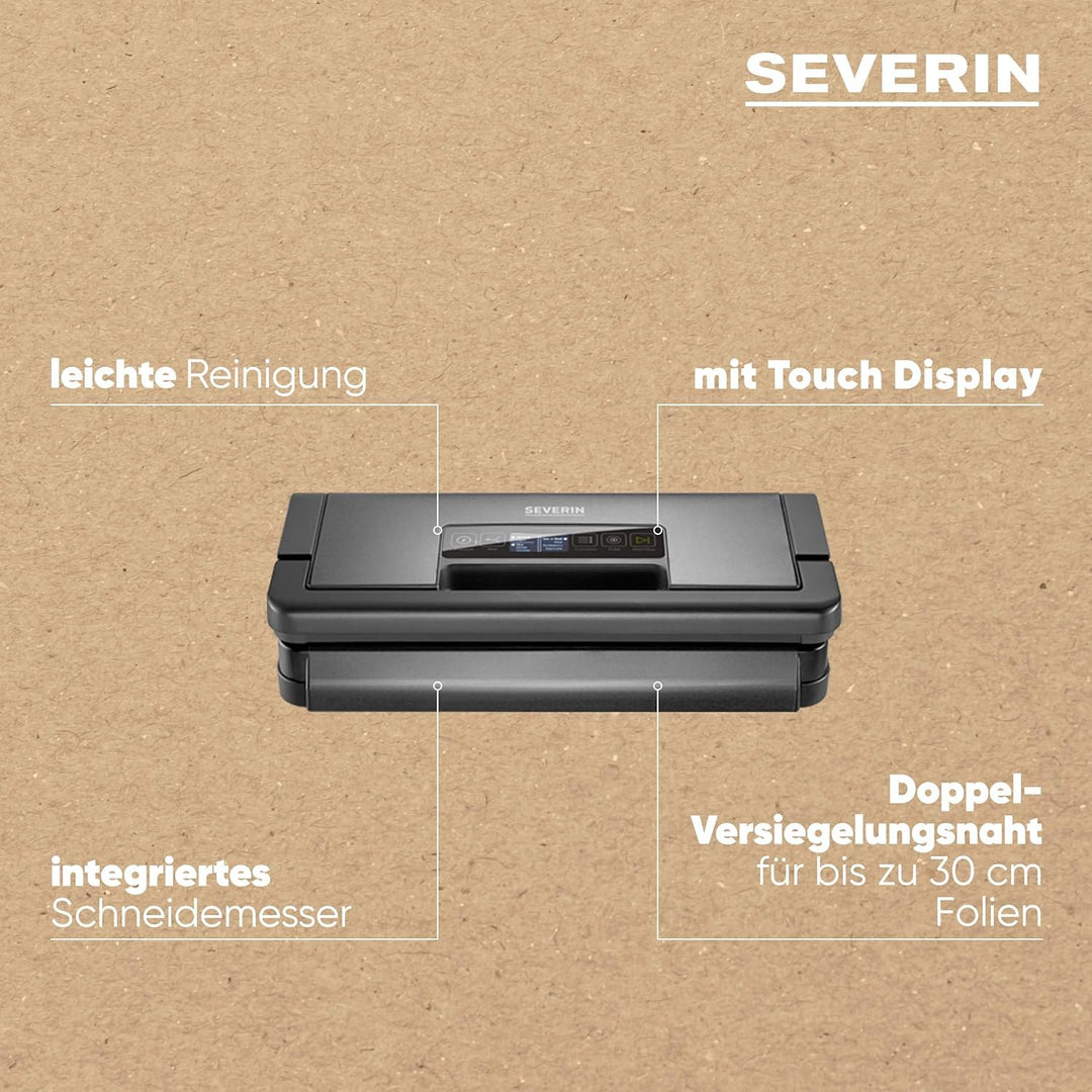 SEVERIN Vakuumiergerät, Vakuumierer zum Konservieren von Lebensmitteln, flexibel einsetzbares Folien