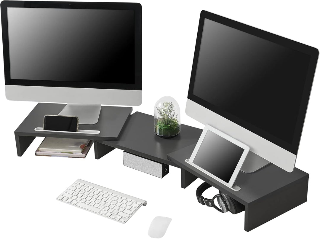 [en.casa] Monitorständer Vilppula Monitorerhöhung 79x27x10,5cm Bildschirmerhöhung mit Smartphone-Hal