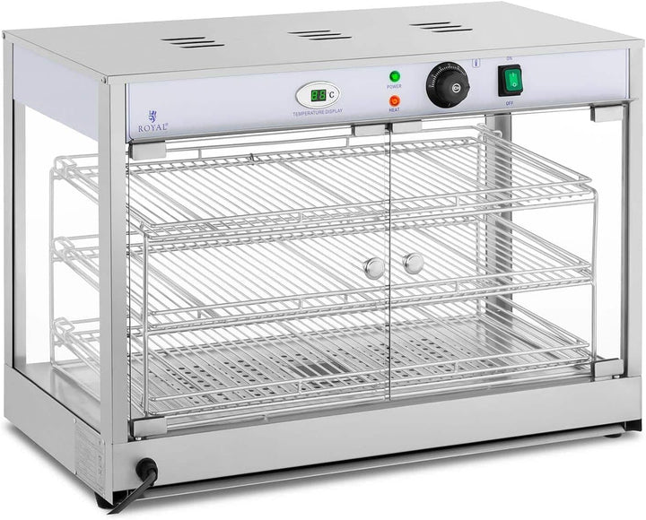 Royal Catering RCHT-1200B Heisse Theke Warmhaltevitrine Aufsatzvitrine 1.200 W Edelstahl LED-Display