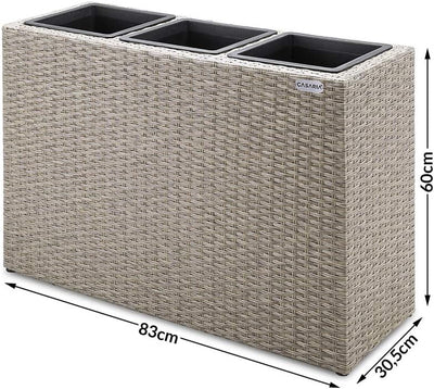 Casaria® Blumenkasten 3 Innentöpfe Polyrattan Herausnehmbar Wasserablauf Outdoor Rechteckig Pflanzka