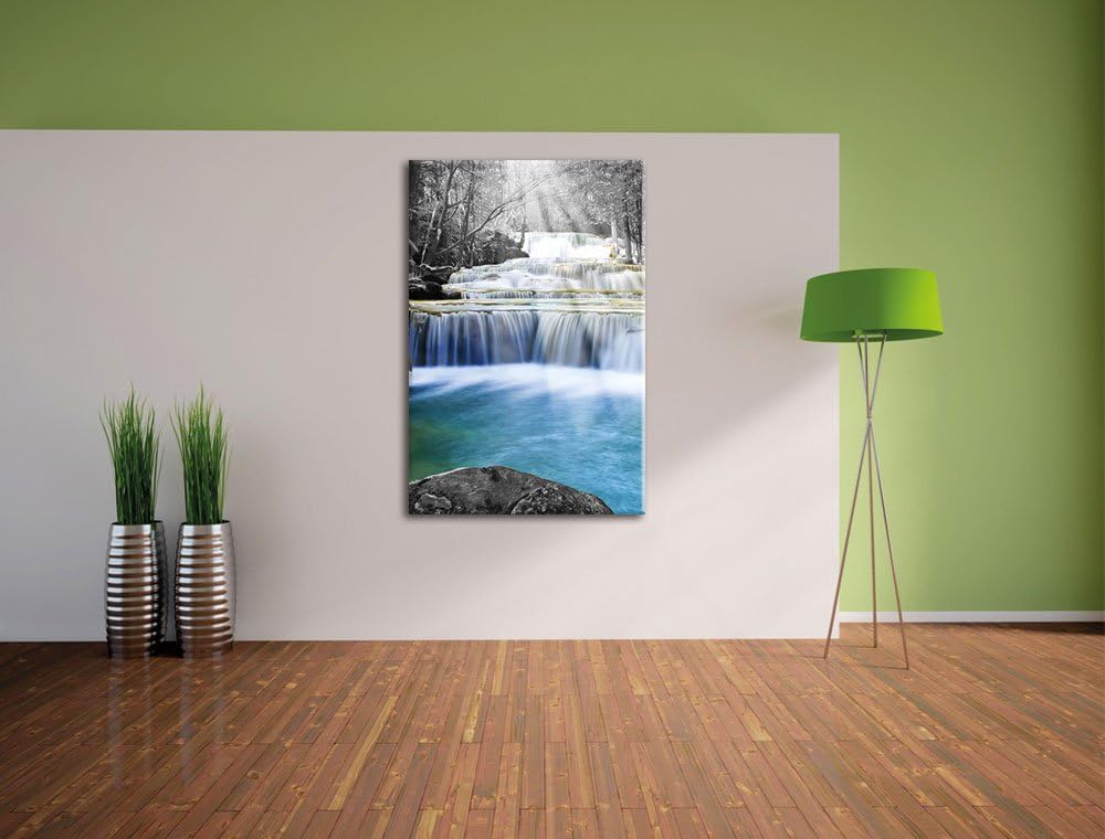 Pixxprint Wilder Bach im Urwald als Leinwandbild/Grösse: 100x70 cm/Wandbild/Kunstdruck/fertig bespan