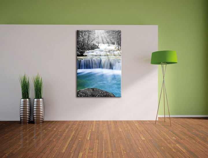 Pixxprint Wilder Bach im Urwald als Leinwandbild/Grösse: 100x70 cm/Wandbild/Kunstdruck/fertig bespan