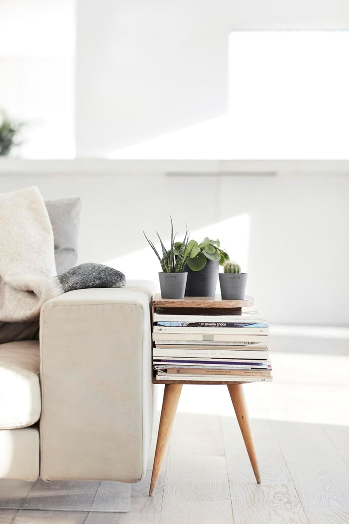 Ecopots Blumentopf Amsterdam Hell Grau - Durchmesser Ø 13 cm rund klein - Pflanzentopf aus Recycling