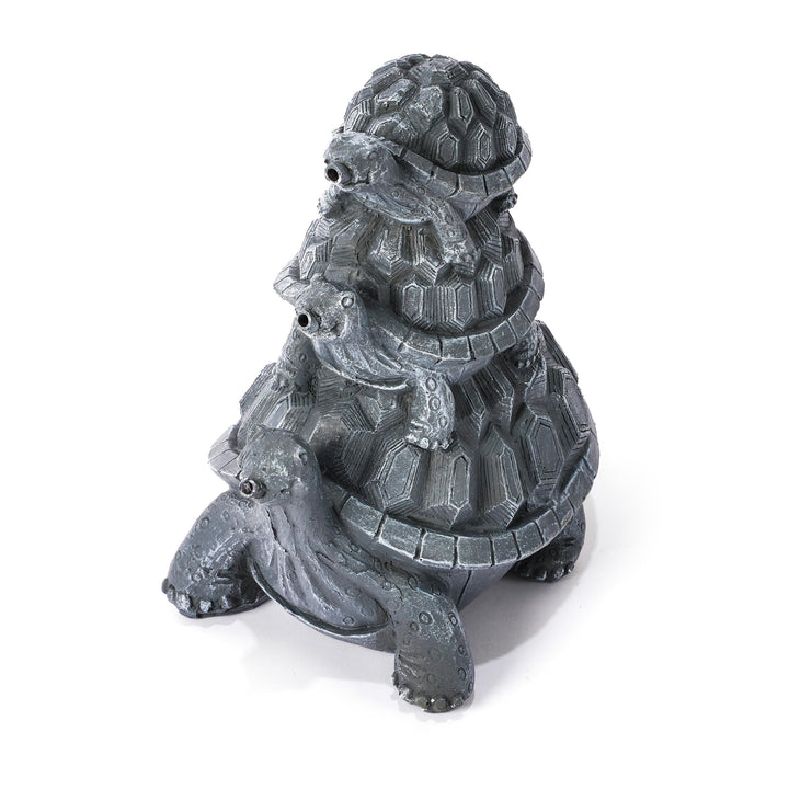 Esotec Wasserspeier-Figuren Schildkröten Trio, Einzelfigur mit Schlauch, Teichfigur, Brunnenfigur, W