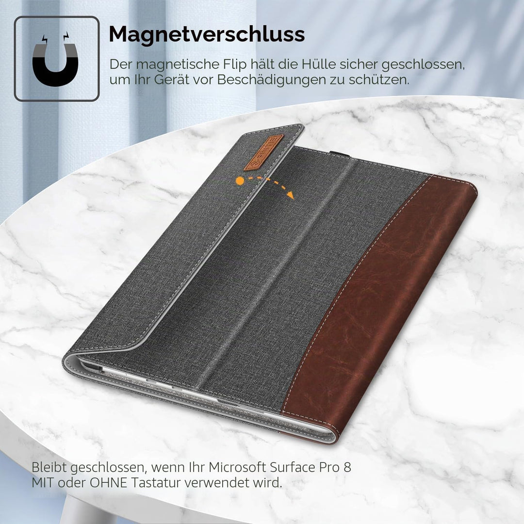 Fintie Hülle für Microsoft Surface Pro 8 13 Zoll (2021) - Multi-Sichtwinkel Hochwertigem Kunstleder