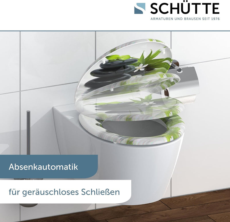 SCHÜTTE WC-Sitz Duroplast JASMIN, Toilettensitz mit Absenkautomatik und Schnellverschluss für die ei