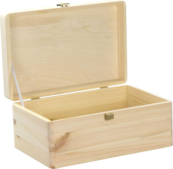 LAUBLUST Holzkiste mit Deckel & Schloss - 30x20x14cm, Natur - Aufbewahrungskiste | Erinnerungsbox, F