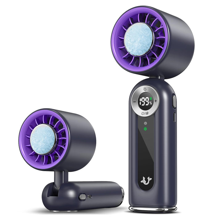 Handventilator mit Kühlfunktion &amp; LED-Display, 1-199 Turbo-Stufen, USB-C | Leise, kompakt, für Reise