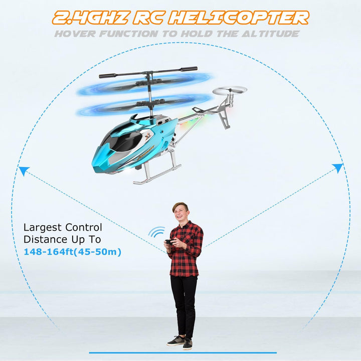 TERRAMUS RC Hubschrauber- 2.4G Ferngesteuerter Hubschrauber Indoor RC Helikopter Spielzeug mit LED-L