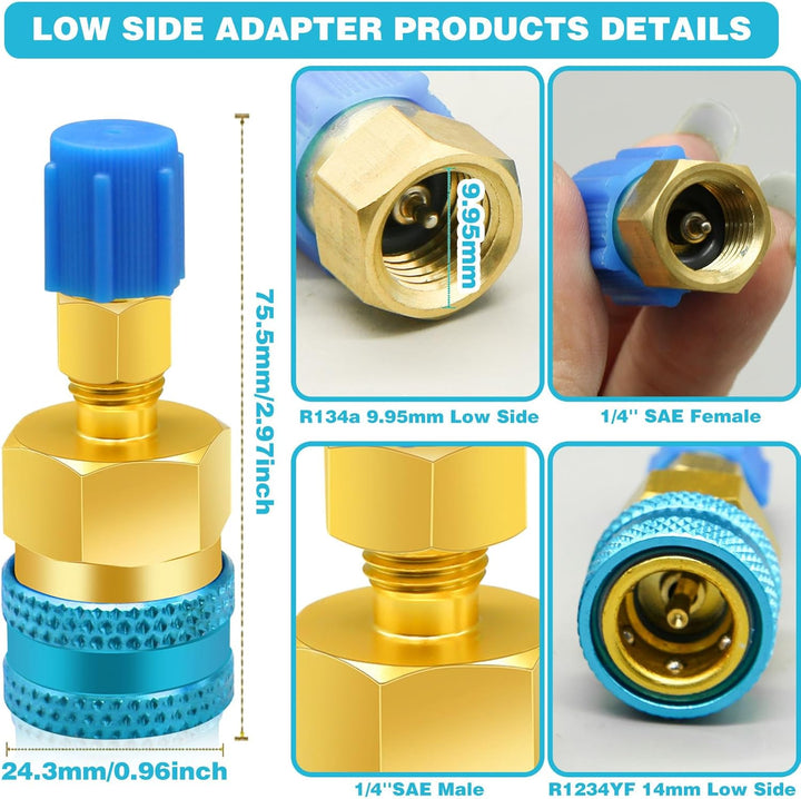 CANIPHA R1234yf-auf-R134a-Adapter, Schnellkupplungssatz, Kältemittel-Nachfüllsatz, High-/Low-Side-R1