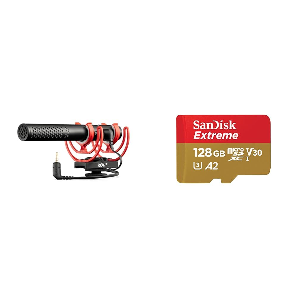 RØDE VideoMic NTG Premium-USB/Kamera-Mikrofon & SanDisk Extreme microSDXC UHS-I Speicherkarte 128 GB