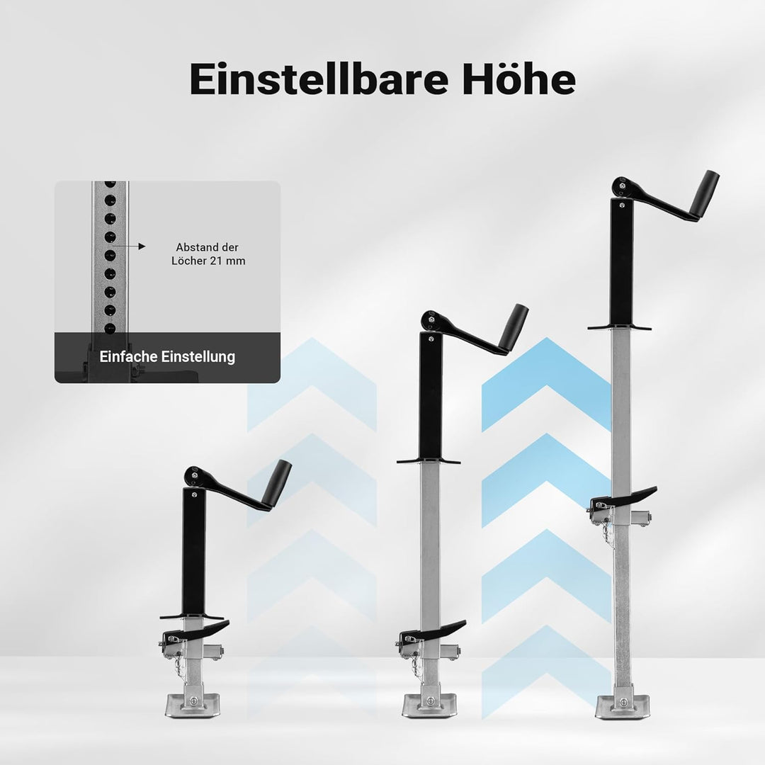 Wiltec Stützfuss 900 kg Kurbel Oben mit A-Rahmen-Halterung, höhenverstellbare Anhängerstütze mit Fus