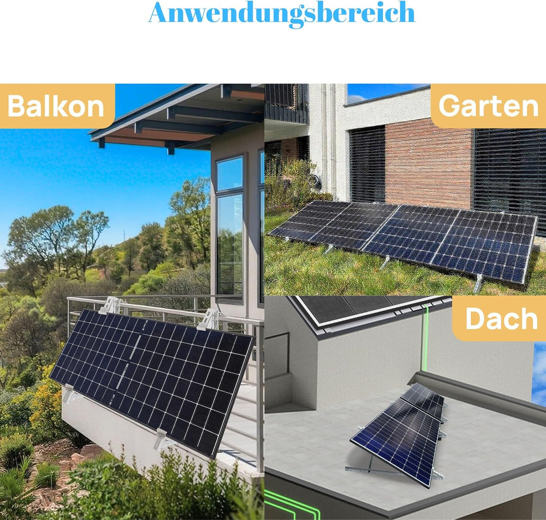 E.For.U® 1 Stück Balkonkraftwerk Halterung Solarmodul Halterung 1300mm, Verstellbar Winkel 10-30°, f