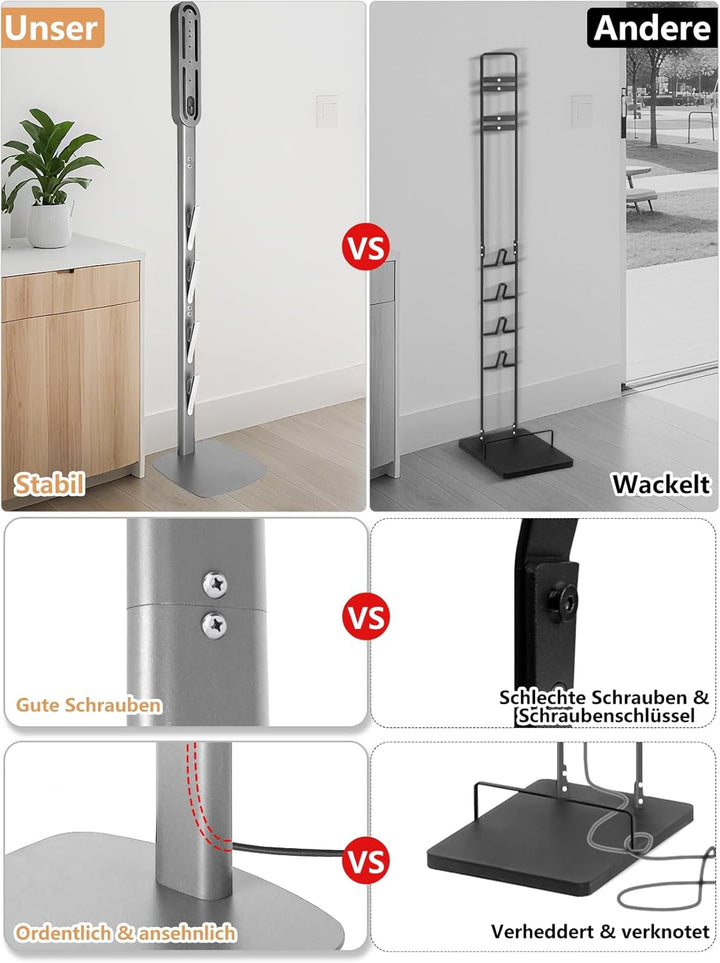 Staubsauger Ständer – Kompatibel mit Dyson Gen5, V15, V12, V11, V10, V8, V7, V6 Silber, Silber