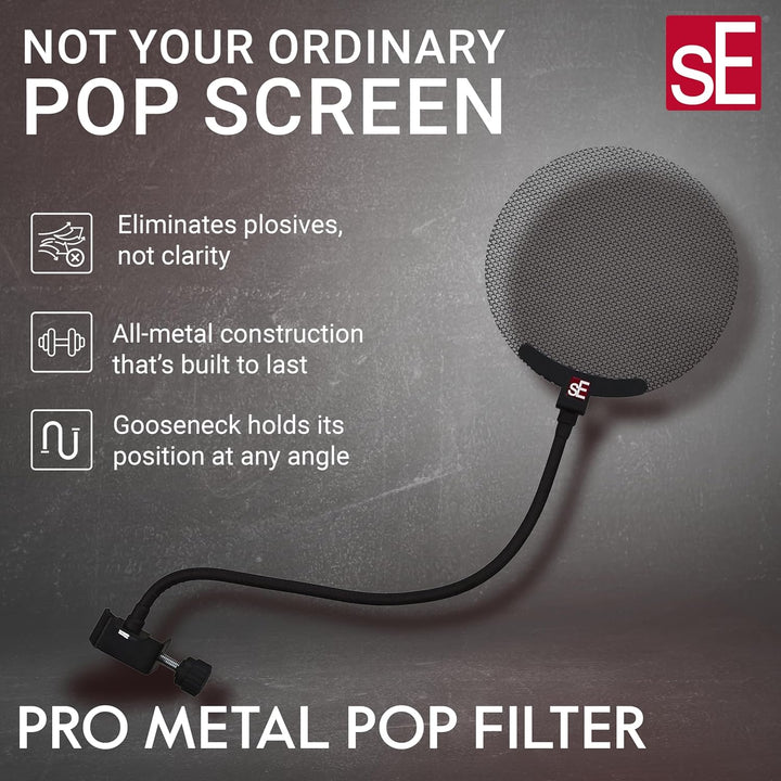 SE ELECTRONICS METAL POP SCREEN FILTER WITH FLEXIBLE Black, Black