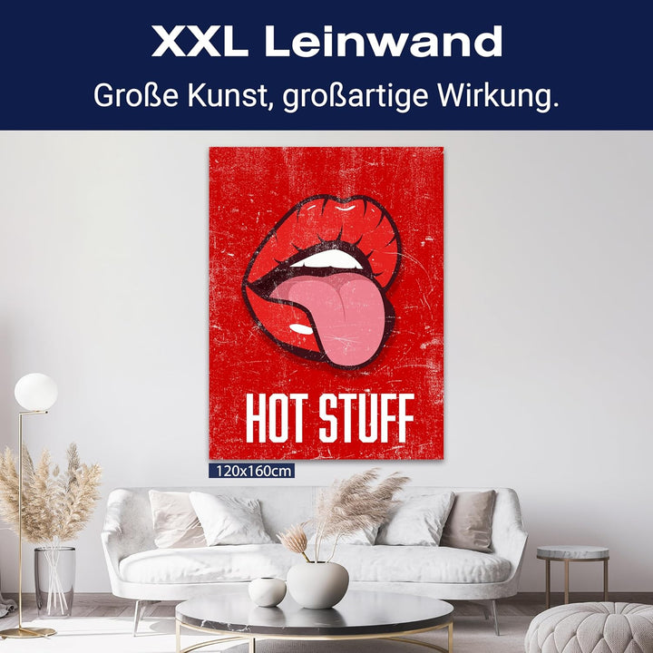 wandmotiv24 Leinwandbild Motivation, 60x45cm, Hochformat, Hot Stuff, Lippen, Deko, Bilder auf Leinwa