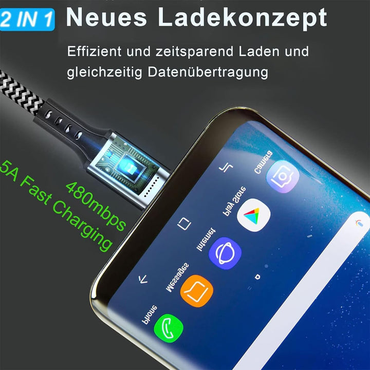 KAIMENGLONG 45W USB C Schnellladegerät Super Fast Netzteil Ladegerät mit 2m USB-C Nylon Ladekabel fü