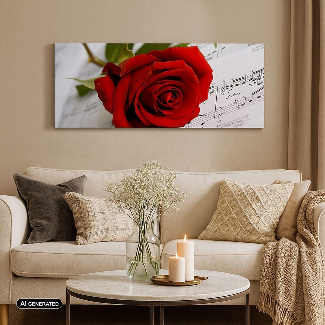Wandbilder Dekoration Wohnzimmer Musik Rose Dekoration romantisch Panorama Bilder auf Leinwand 120x5