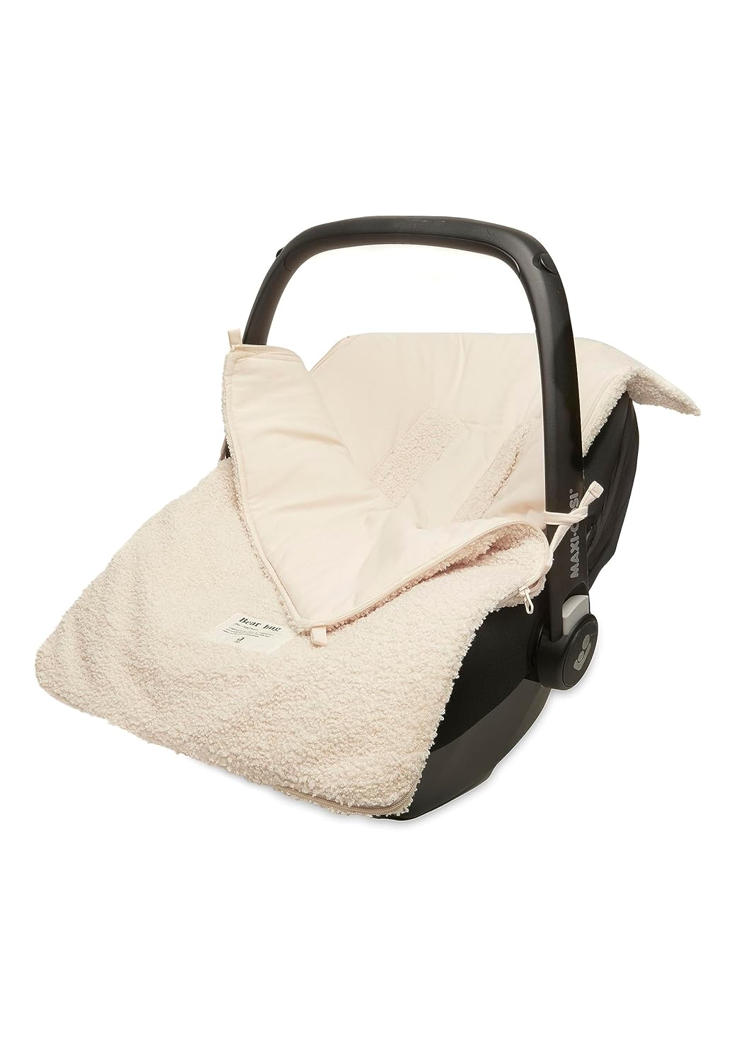 Jollein Fusssack Boucle Naturel - Teddy - Für Babyschale Kinderautositz Gruppe 0+ und Kinderwagen -
