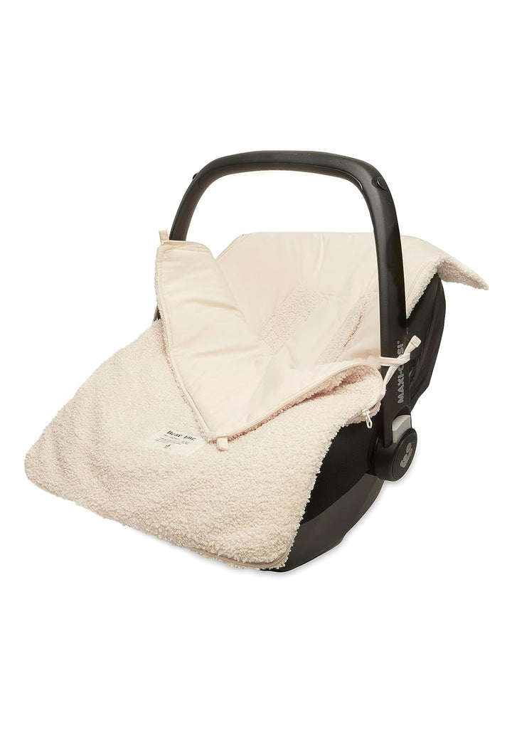 Jollein Fusssack Boucle Naturel - Teddy - Für Babyschale Kinderautositz Gruppe 0+ und Kinderwagen -