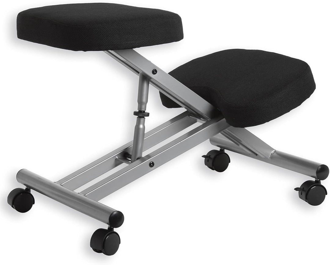 IDIMEX Kniestuhl Kniehocker Sitzhocker Bürohocker Gesundheitsstuhl Robert in schwarz/alufarben, höhe