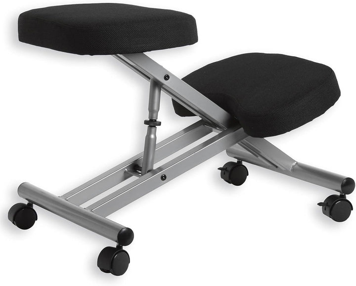 IDIMEX Kniestuhl Kniehocker Sitzhocker Bürohocker Gesundheitsstuhl Robert in schwarz/alufarben, höhe