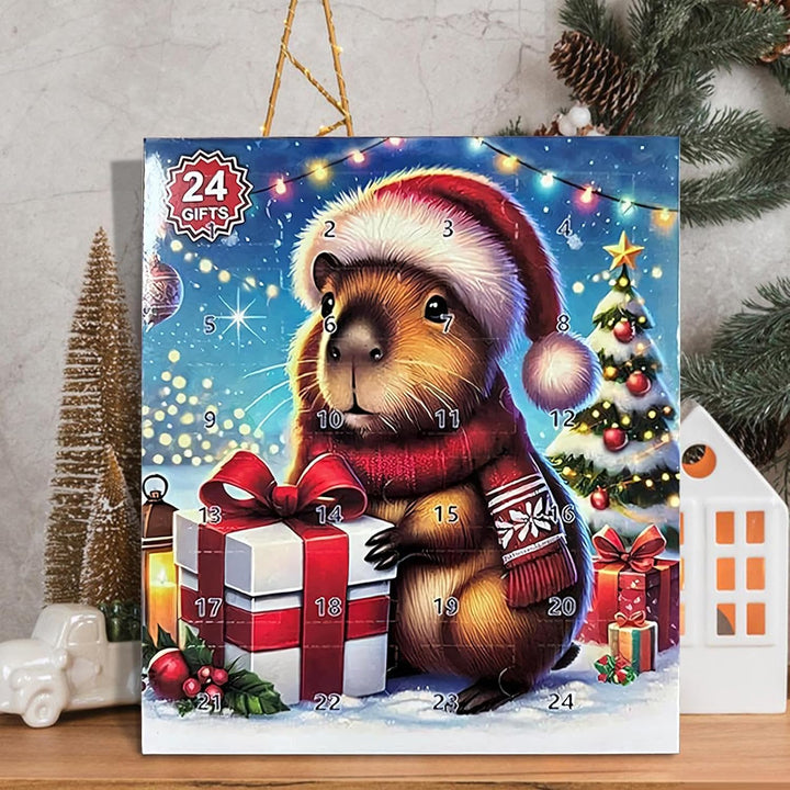 2025 Weihnachtskalender, 2025 Adventskalender Capybara Plüschtier, Niedliche Weihnachtsfigur Geschen