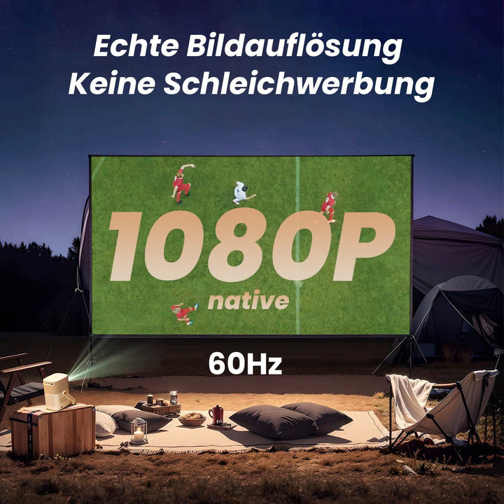 Beamer Outdoor, Sound by JBL&2.5H Built-in Batterie, T2 Portable Beamer 450ANSI FHD 1080P Native Pro