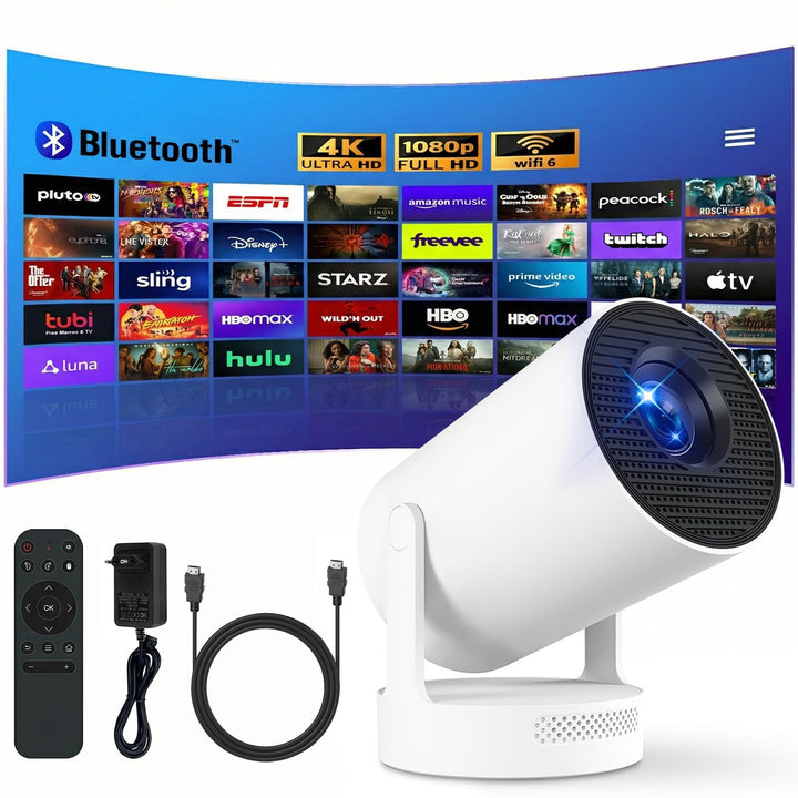 Mini Beamer, 4K 1080P Tragbarer Mini Projektor, Ausgestattet mit Bluetooth 5.4, HDMI-Schnittstelle,