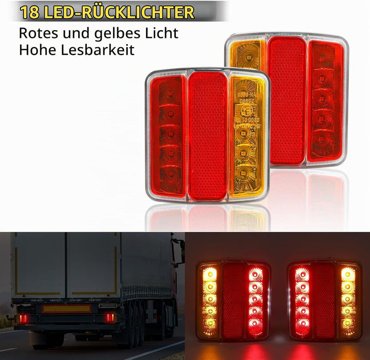 AOHEWEI LED Anhänger Rückleuchten 12V Beleuchtung Bremslichten Lkw Heckleuchte Blinklicht Hinten Was