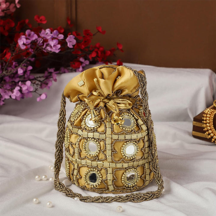 Purpledip Potli Bags Drawstring Purse (Potli02$) Einheitsgrösse Gold, Einheitsgröße Gold