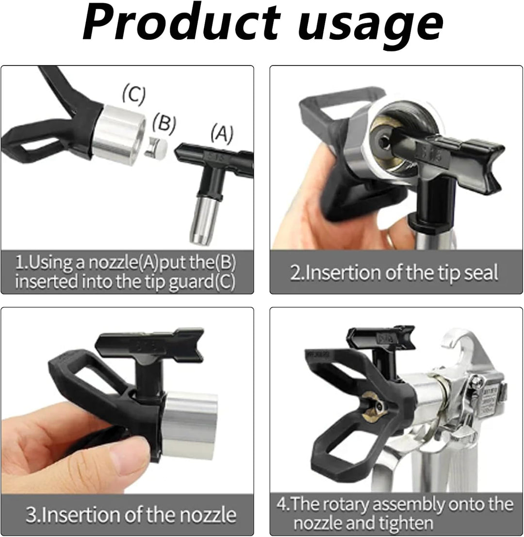 Airless Düse mit Spitzendichtung, 6 Stück Reversible Sprühspitzen,Spray Maschinenspitze Verschleissf