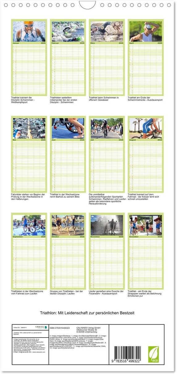 Familienplaner 2026 - Triathlon: Mit Leidenschaft zur persönlichen Bestzeit mit 5 Spalten (Wandkalen