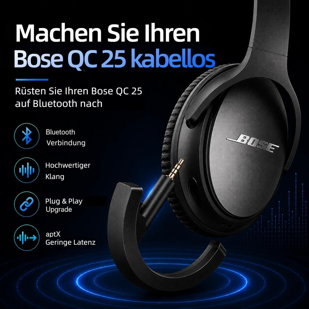 YOCOWOCO Drahtloser Bluetooth 5.0 Adapter für Bose QuietComfort QC25 Kopfhörer, aptX/MIC/Lautstärker