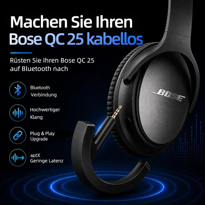 YOCOWOCO Drahtloser Bluetooth 5.0 Adapter für Bose QuietComfort QC25 Kopfhörer, aptX/MIC/Lautstärker
