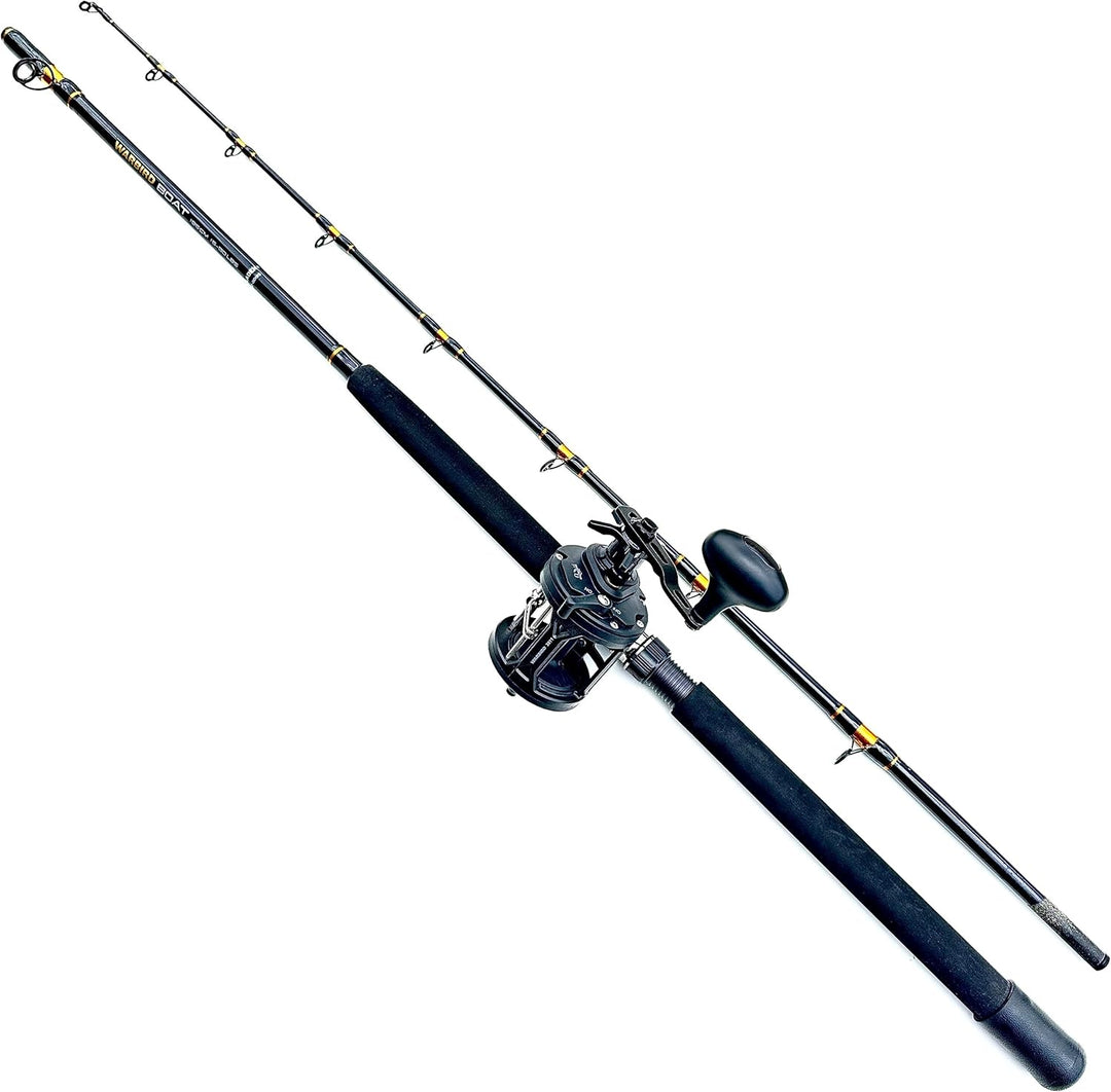 FLADEN Deluxe Norwegen Angelset Combo Boot Hochsee Rute 1,95m 15-30 lbs/Bootsrute + Multirolle + Sch