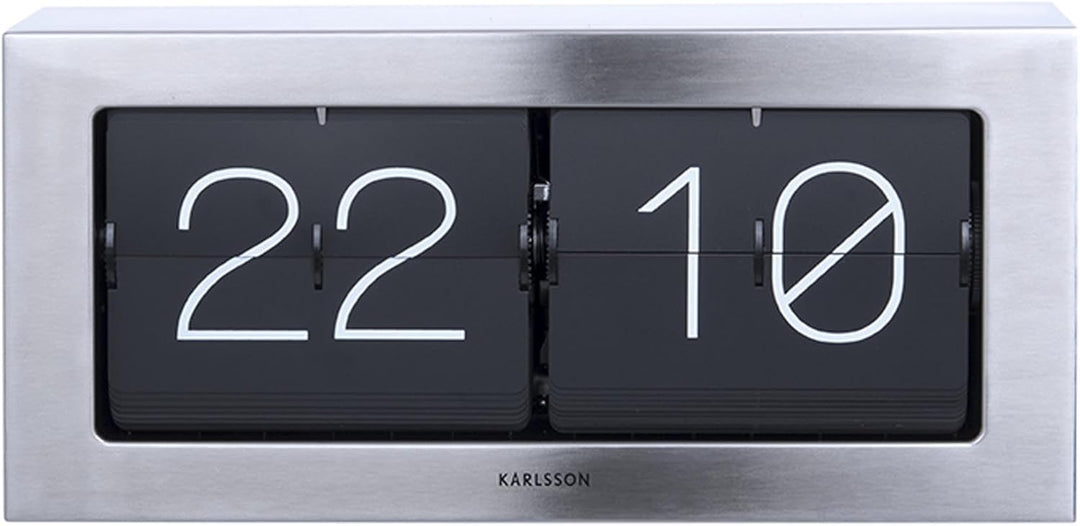 Karlsson Wand-/Tischuhr Boxed Flip - Gebürsteter Stahl - 37x17,5x9cm - Rechteck - Stahl - Standuhr -