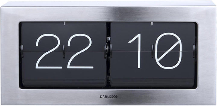 Karlsson Wand-/Tischuhr Boxed Flip - Gebürsteter Stahl - 37x17,5x9cm - Rechteck - Stahl - Standuhr -