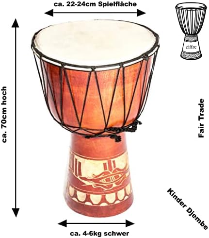 70cm Djembe Trommel Bongo Holztrommel Drum Darbuka Guter Klang Gecko