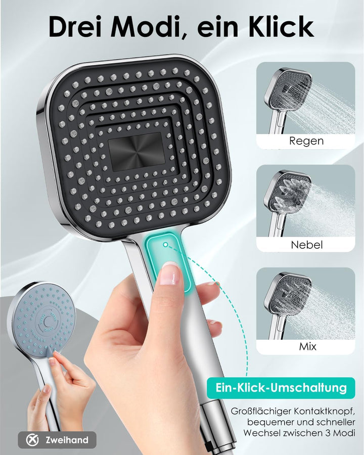 Duschkopf Wassersparend, Duschbrause Gross 135mm, Handbrause mit Antikalk-Funktion 【Lebensmittelecht