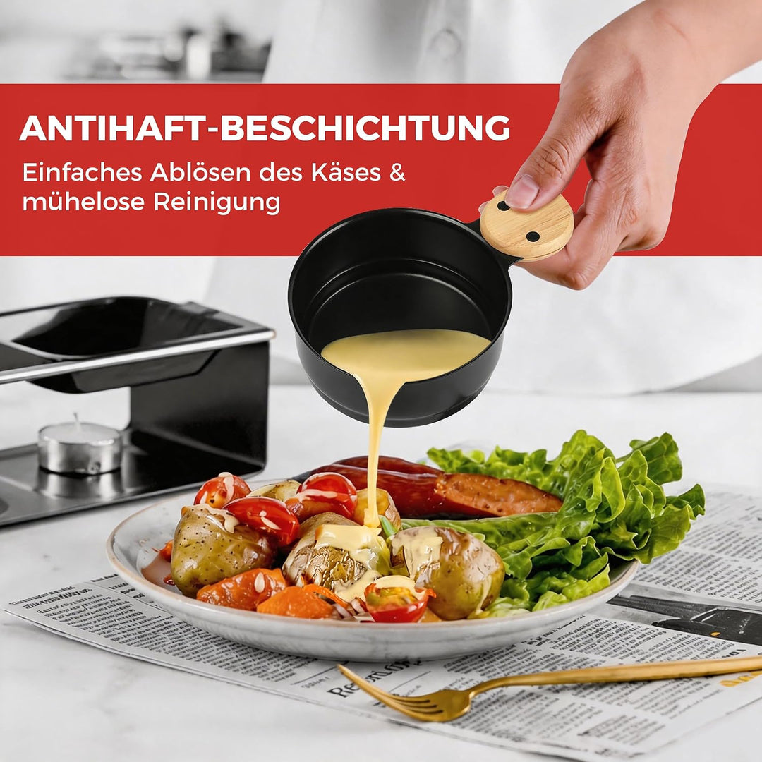 2 Stück Mini Raclette Grill Set, Rot