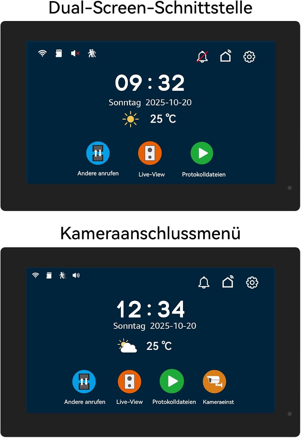 Video-Türsprechanlage mit 7-Zoll-Touchmonitor – NUR kompatibel mit den 1080p-Video-Türklingelkameras