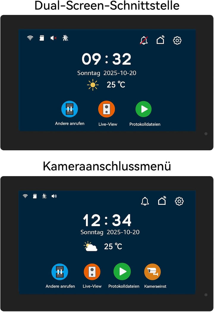 Video-Türsprechanlage mit 7-Zoll-Touchmonitor – NUR kompatibel mit den 1080p-Video-Türklingelkameras
