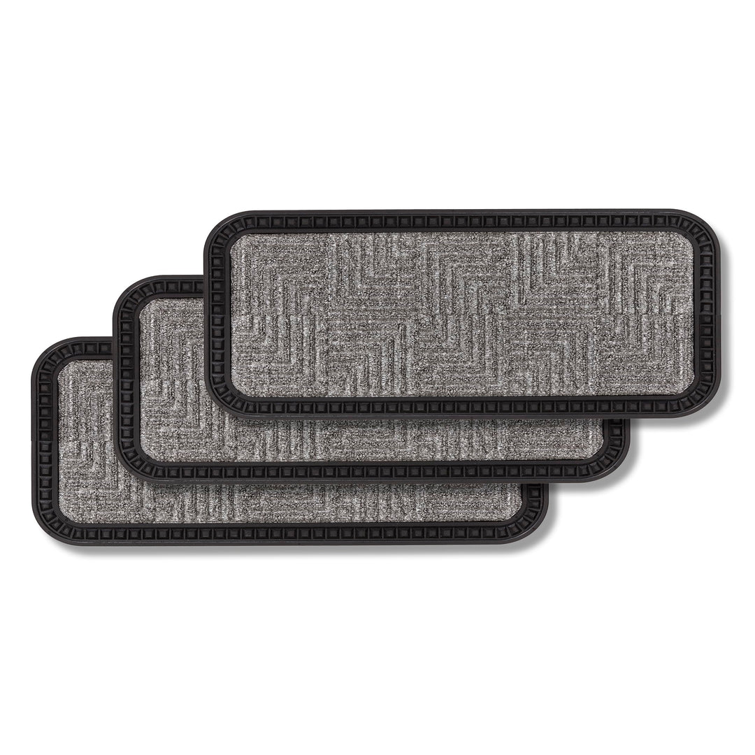 Astra Fussmatte Aussen & Innen - 3er Set 25x60 cm Silber Muster - Sauberlauf Türmatte rutschfest - S