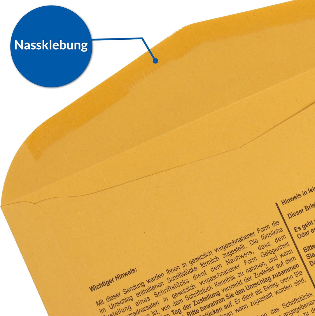 100 x Innere Postzustellungshüllen Förmliche Zustellung Postzustellungsumschläge 9490120