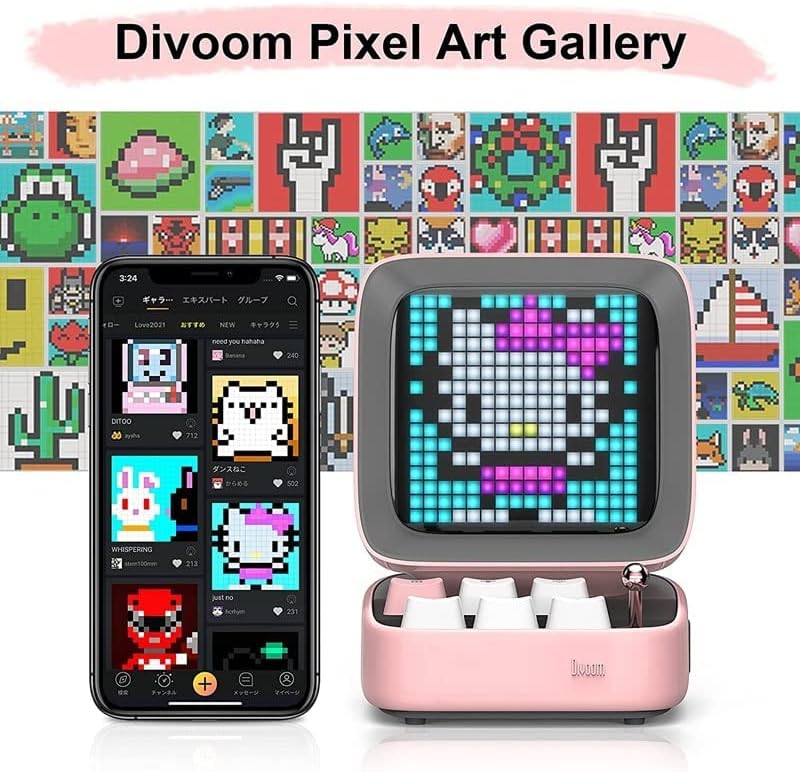 divoom Ditoo Pro Bluetooth Mini-Lautsprecher, Pink