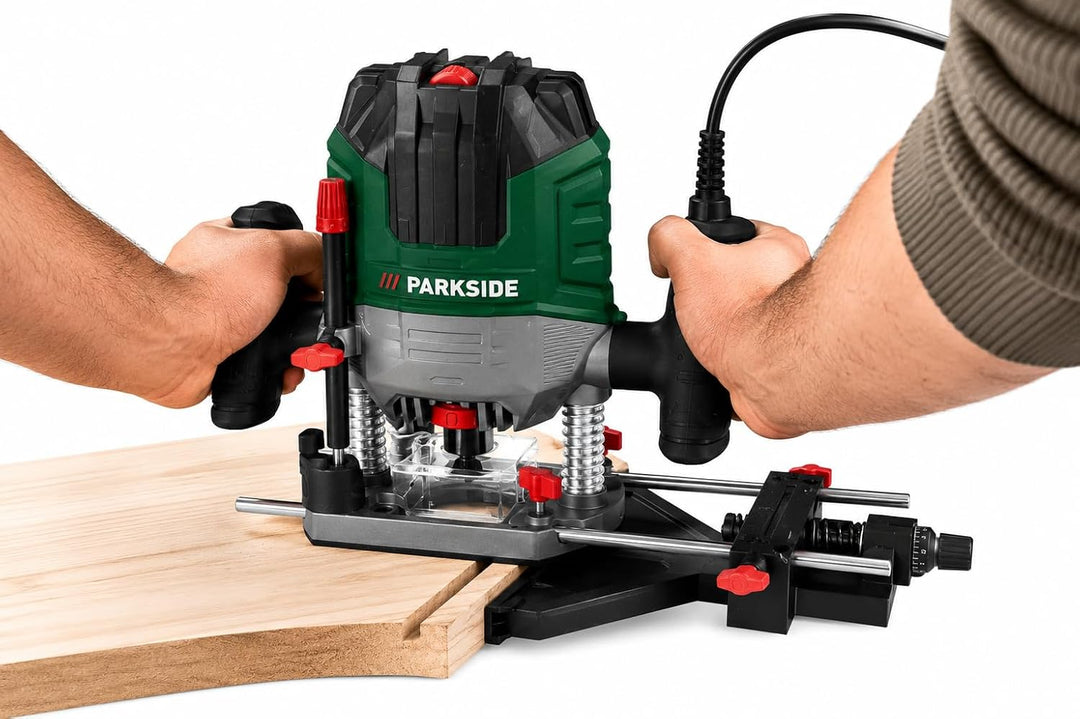 PARKSIDE® Oberfräse Set POF 1200 D3, mit 6 Fräsbits, Fräse, 1200W, Fräsmaschine elektrisch (230V), H