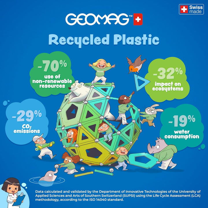 GEOMAG - MAGICUBE 32 Teile - Magnetische Stapelbausteine für Kinder ab 1 Jahr - 4 Farben & Formen mi